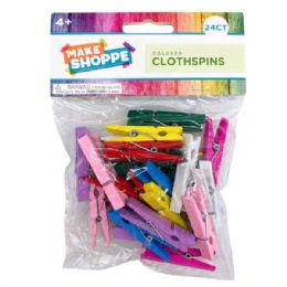 36 Bulk Make Shoppe 24 Count Colored Standard Clothespins