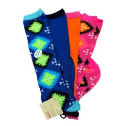 12 Bulk Nobo 4 Pack Knee High Socks In Colorful Pattern Design
