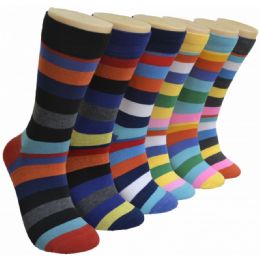 288 Bulk Men's Novelty Colorful Stripe Dress Socks