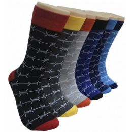 288 Bulk Men's Novelty Socks - 10-13 - Barbed Wires