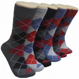 288 Bulk Men's Novelty Socks - 10-13 - Argyle