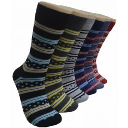 288 Bulk Men's Novelty Socks - 10-13 - Dot and Stripe