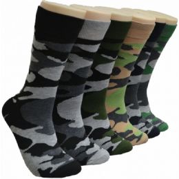 288 Bulk Men's Camo Print Dress Socks