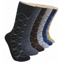 288 Bulk Men's Novelty Socks - 10-13 - Isometric Grid