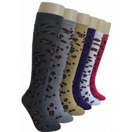 240 Bulk Ladies KneE-High Socks 9-11 - Animal Spots