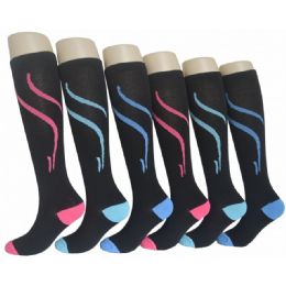 240 Bulk Ladies KneE-High Socks 9-11 - Swoosh