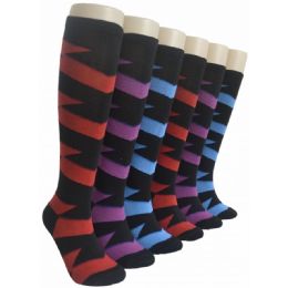 240 Bulk Ladies KneE-High Socks 9-11 - Chevron