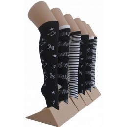 240 Bulk Girl's Knee High Socks Size 6-8 Music