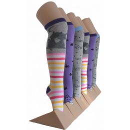 240 Bulk Girl's Knee High Socks Size 6-8 Cat Stripes