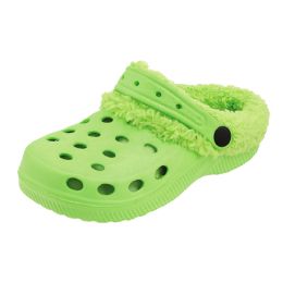 12 Bulk Green Toddler Fur Lined Clog 6-Asst Size