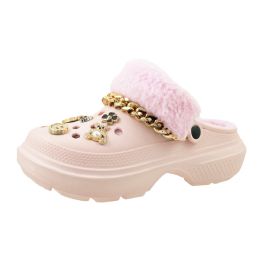 15 Bulk Womens Fleece Lined Charm Clogs Pink