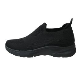12 Bulk Womens Slop On  Sneakers Black