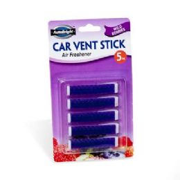 48 Bulk Air Freshener Wild Berries Car Vent Stick 5pk Carded