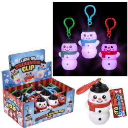 144 Bulk 3 inch LighT-Up Snowman Assorted Clip on