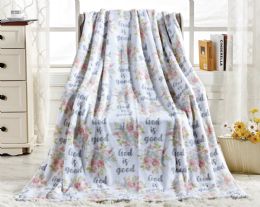 12 Bulk Micro Plush Warm Fleece Holiday Throw Blanket 50 X 60 God Is Blessed