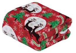 12 Bulk Micro Plush Warm Fleece Holiday Throw Blanket 50 X 60 Holiday Magic