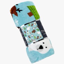 12 Bulk Micro Plush Warm Fleece Holiday Throw Blanket 50 X 60 Holiday Pal