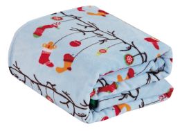 12 Bulk Micro Plush Warm Fleece Holiday Throw Blanket 50 X 60 Ornaments