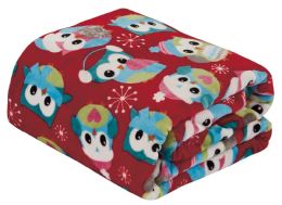 12 Bulk Micro Plush Warm Fleece Holiday Throw Blanket 50 X 60 Red Owl