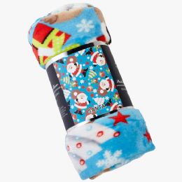 12 Bulk Micro Plush Warm Fleece Holiday Throw Blanket 50 X 60 Santa