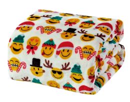 12 Bulk Micro Plush Warm Fleece Holiday Throw Blanket 50 X 60 CHRISTMAS SMILES