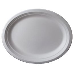 Bulk 12 inch X 10 inch Bagasse Oval Plate, 500 Ct, (20 Of 25 )