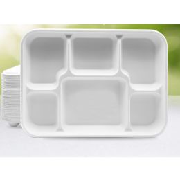 Bulk 6 Compartment Bagasse Meal Tray 400 Ct. (8 Of 50)