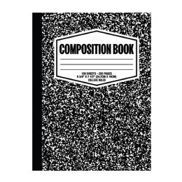 48 Bulk 100 Ct, 9-3/4 X 7-1/2, Black Marble Composition Notebook , College Ruled