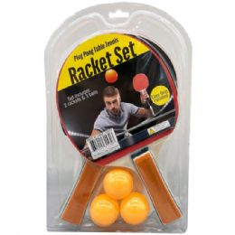 8 Bulk Ping Pong Table Tennis Racket Set With 3 Orange Balls