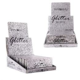 24 Bulk Silver Glitter 10 Color Eyeshadow Palette In Countertop Display