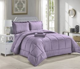3 Bulk 8 Piece Bed In A Bag Hotel Collection Alternative Comforter Set Embossed In Plum Queen Size