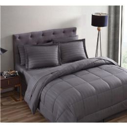 3 Bulk 8 Piece Bed In A Bag Hotel Collection Alternative Comforter Set Embossed In Gray Queen Size