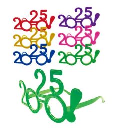 24 Bulk 2025 New Year Glassess In Color Assortment