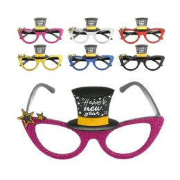 24 Bulk Happy New Year Glasses Fancy Hat Design