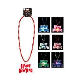 36 Bulk Happy New Year Bead Led Necklace