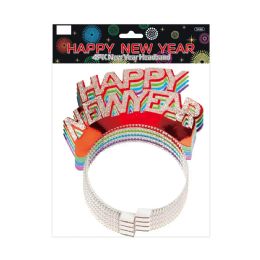 48 Bulk New Year MultI-Colored Head Band 4pc Pack