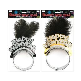 48 Bulk New Year Headband With Feathers 2pc Pack