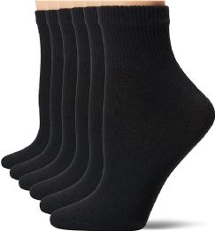 3600 Bulk Hanes Woman Black Quarter Ankle Socks Size 9-11