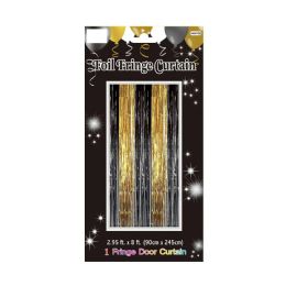 24 Bulk Fringe Door Curtain 2tone Gold+Black 2.95 X 8ft