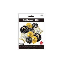 24 Bulk New Year Gold+black Foil Balloon 10pc Set