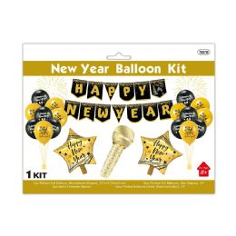 24 Bulk Happy New Year Balloon Kit 20pc Set