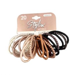 36 Bulk Stylin' 12 Piece Clasp Free Premium Hair Elastics In Natural Colors