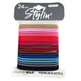 36 Bulk Stylin' 24 Piece Control Hold Premium Hair Elastics In Rainbow Colors