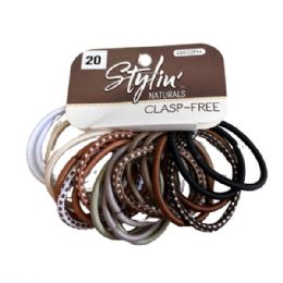 36 Bulk Stylin' 20 Piece Clasp Free Hair Elastics In Natural Tones