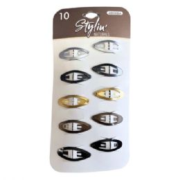36 Bulk Stylin' 10 Piece Barrettes In Metallic Neautral Tones