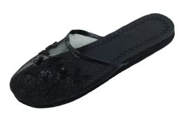 96 Bulk Women's Chinese Slippers Black