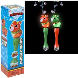 24 Bulk LighT-Up Reindeer Bubble Wand Red/green 14"