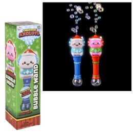 24 Bulk LighT-Up Christmas Axolotl Bubble Wand 12"