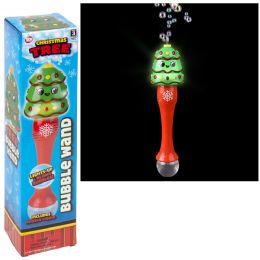 24 Bulk LighT-Up Christmas Tree Bubble Wand 13.5"