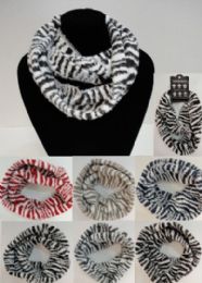 24 Bulk Knitted Infinity Scarf [zebra Print]